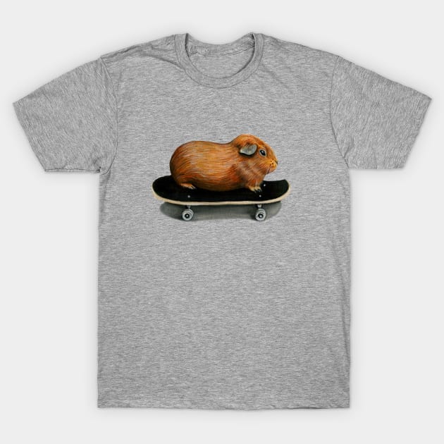 Chunky Guinea Pig Skateboard T-Shirt by Tasmin Bassett Art